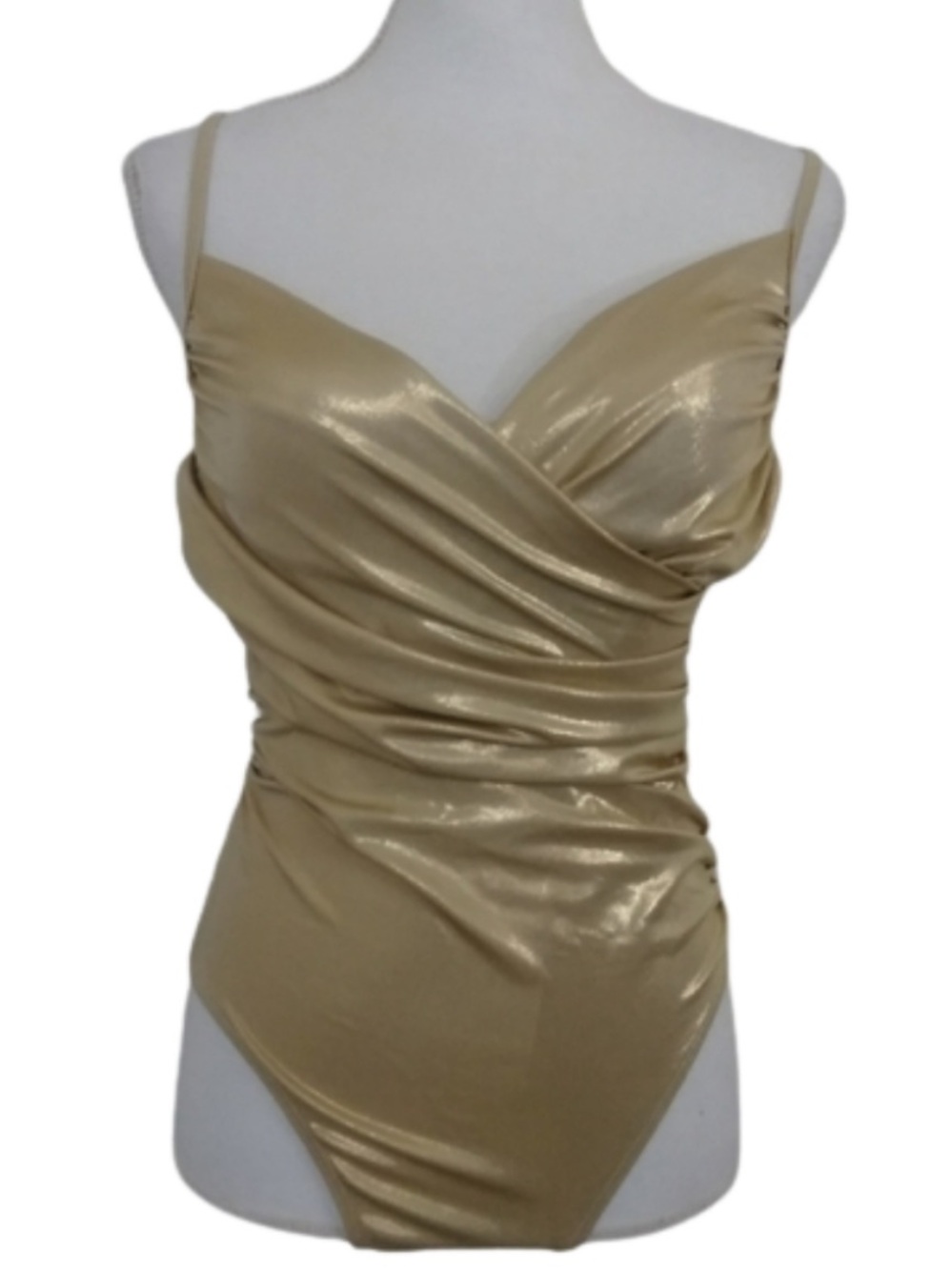 Newport News Swim Glamorous Gold Swimsuit One-piece Swimwear 14